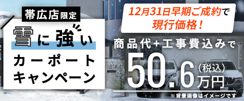 【帯広限定】雪に強いカーポートキャンペーン